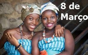 8 de março, Dia Internacional da Mulher Duas mulheres negras e o texto 8 de março