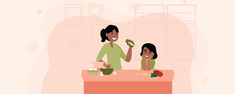 mae e filha na cozinha