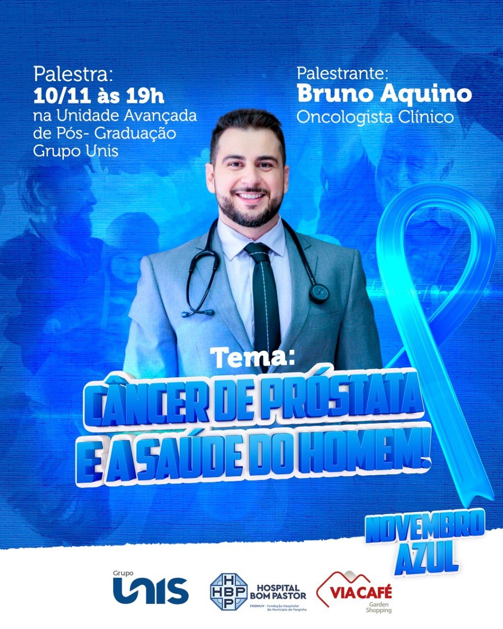 Câncer de próstata e a saúde do homem é tema de palestra no Via Café Garden Shopping